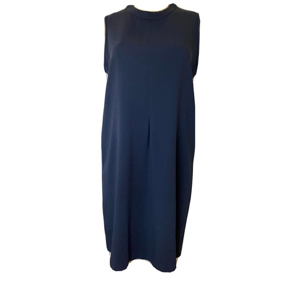 'S Max Mara Shift Dress Navy Sleeveless Tunic Crew Neck Relaxed Fit Back… - Picture 1 of 7